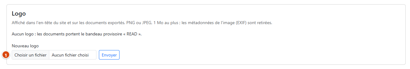 Partie « Logo » des paramètres généraux