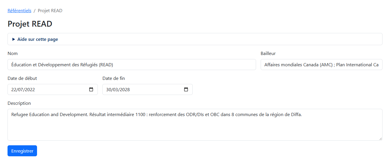 Fiche du projet READ
