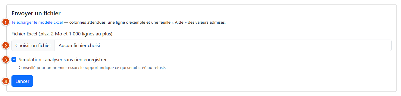 Formulaire d'envoi du fichier