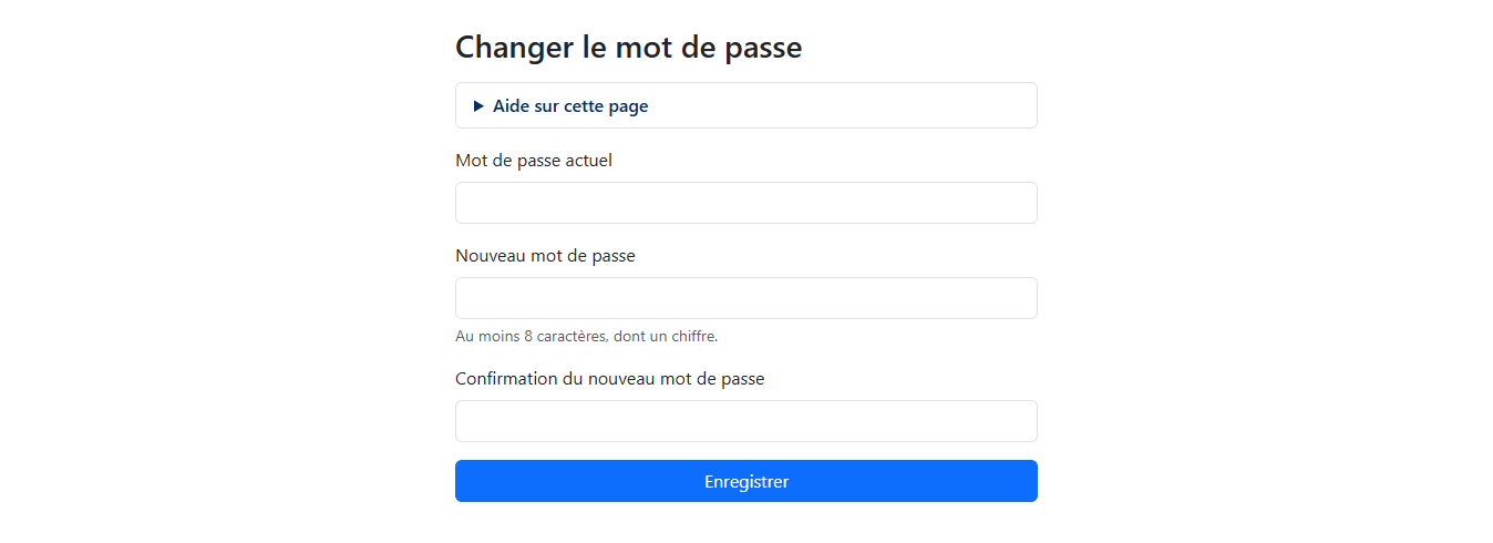 Changement du mot de passe