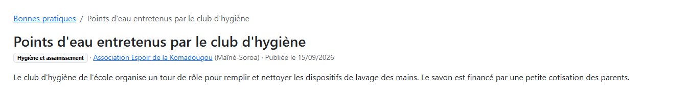 Une bonne pratique publiée