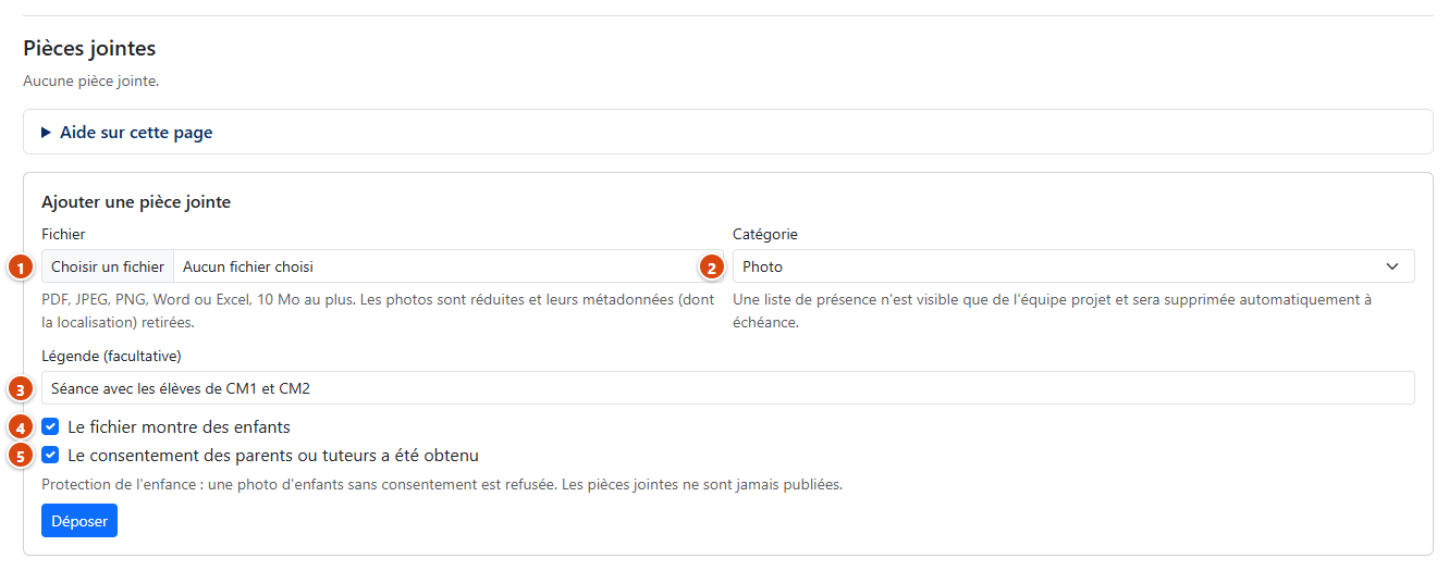 Ajout d'une pièce jointe à un rapport