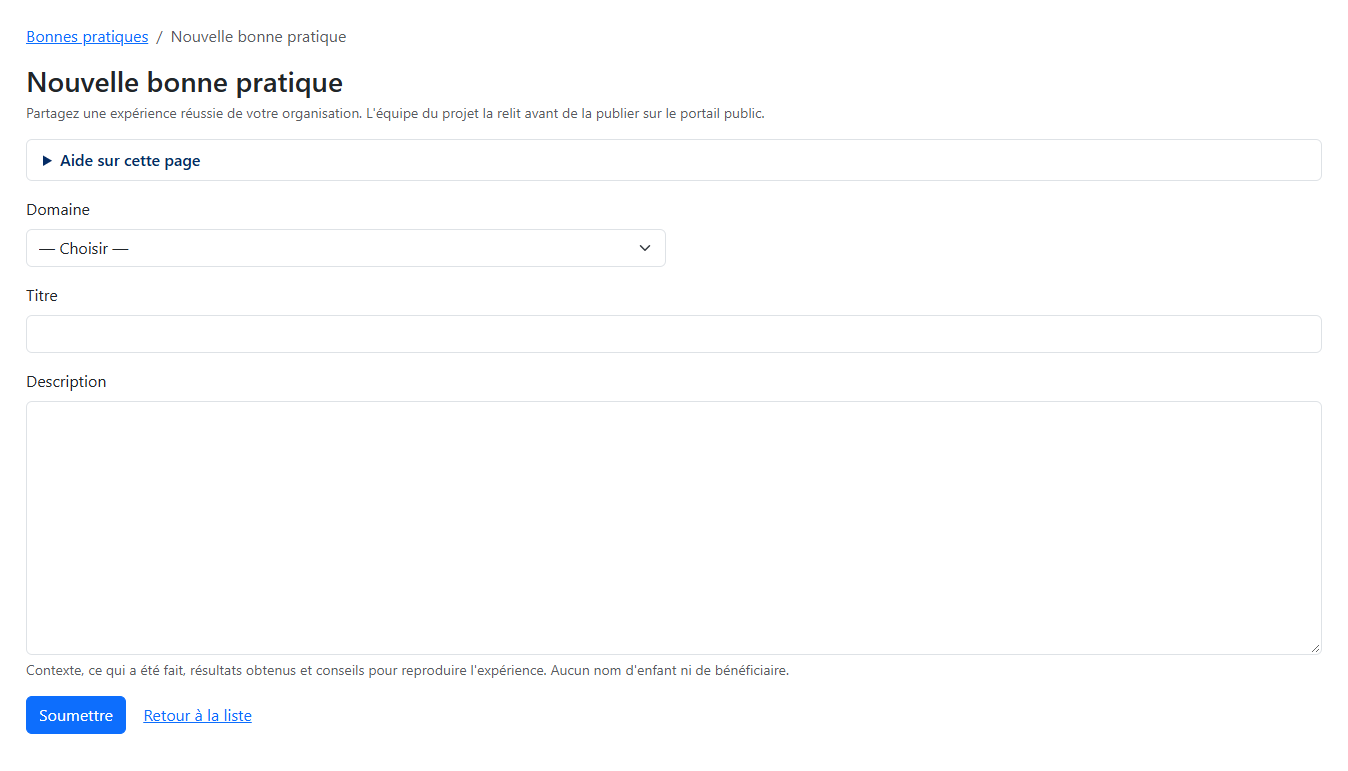 Proposition d'une bonne pratique