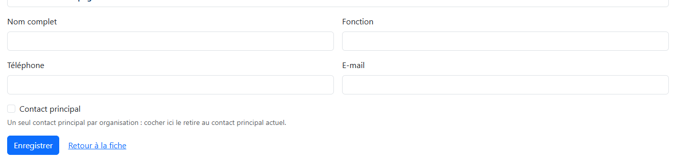 Formulaire d'un contact