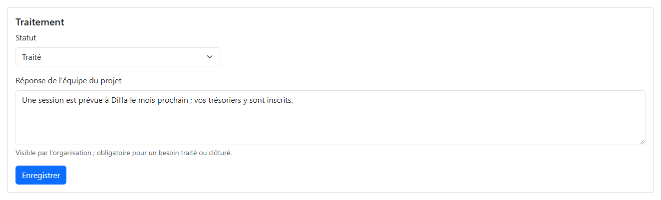 Traitement d'un besoin